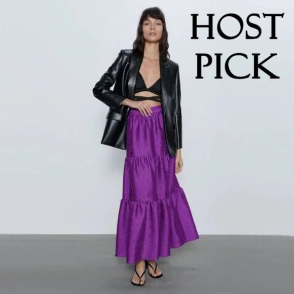 Zara Dresses & Skirts - NWT Zara purple voluminous maxi A-line skirt XS